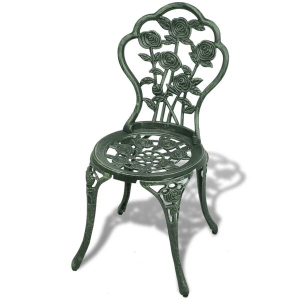 vidaXL 3 Piece Bistro Set Cast Aluminium Green