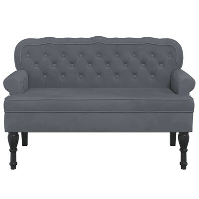vidaXL Bench with Backrest Dark Grey 119.5x64.5x75 cm Velvet, dark grey vidaXL Bench with Backrest Dark Grey 119.5x64.5x75 cm Velvet