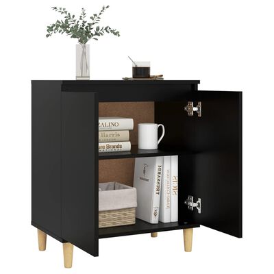 vidaXL Sideboard with Solid Wood Legs Black 60x35x70 cm Engineered Wood, black vidaXL Sideboard with Solid Wood Legs Black 60x35x70 cm Engineered Wood