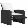 vidaXL Garden Reclining Chair with Cushions Black Poly Rattan