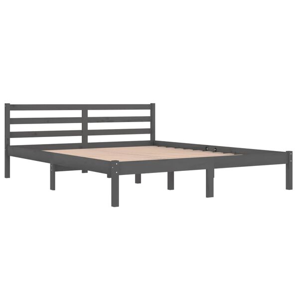 vidaXL Bed Frame without Mattress Solid Wood Pine 160x200cm Grey