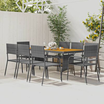 vidaXL 9 Piece Outdoor Dining Set Poly Rattan Grey, grey vidaXL 9 Piece Outdoor Dining Set Poly Rattan Grey