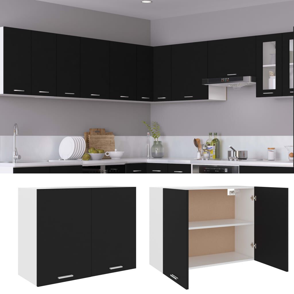 vidaXL Hanging Cabinet Lyon Black 80x31x60 cm Engineered Wood