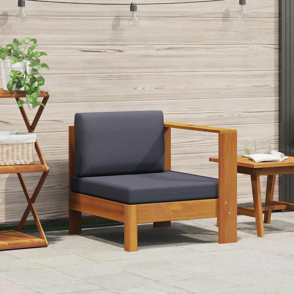 vidaXL Middle Sofa with 1 Armrest Dark Grey Solid Acacia Wood