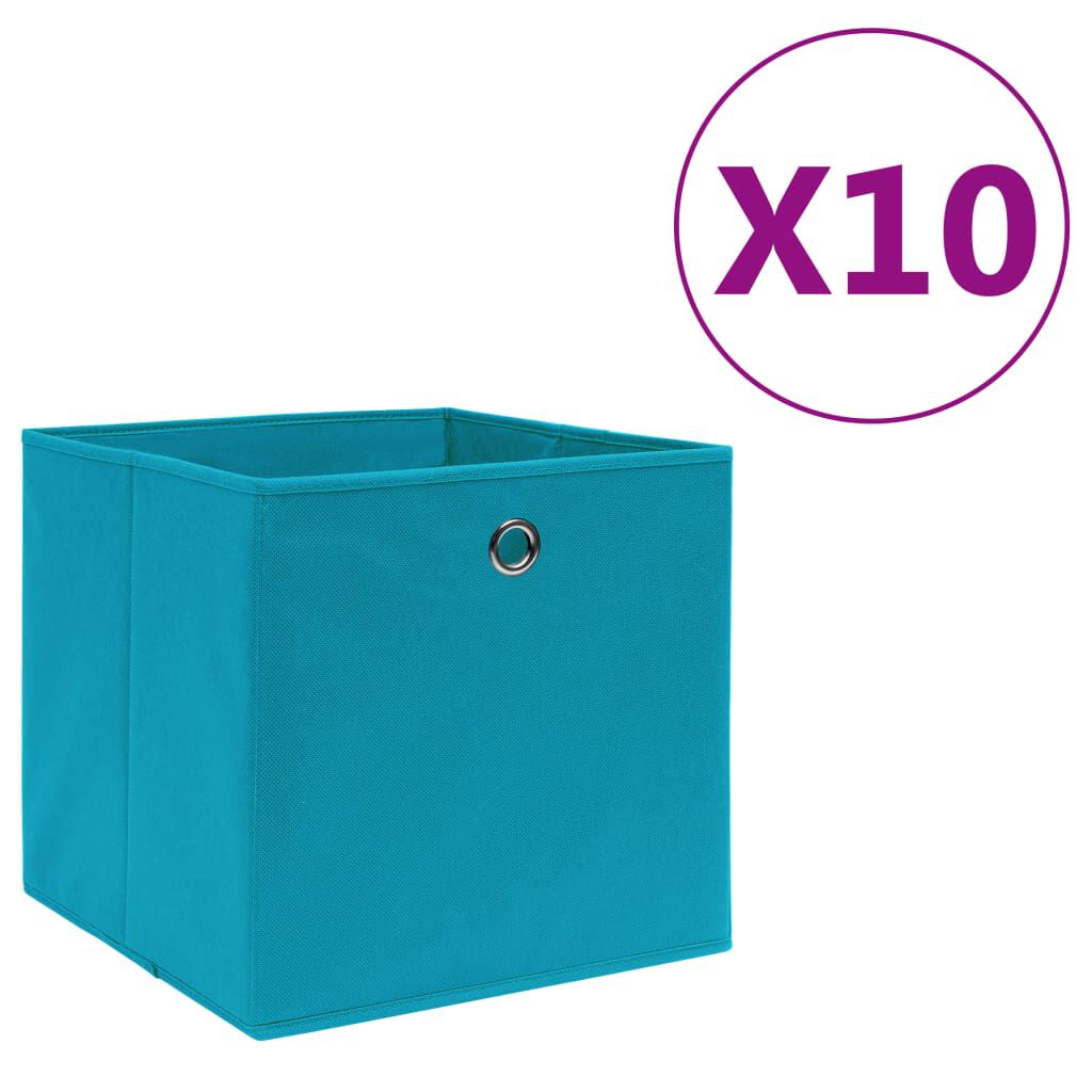 vidaXL Storage Boxes 10 pcs Non-woven Fabric 28x28x28 cm Baby Blue