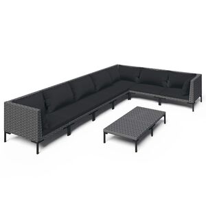 vidaXL 8 Piece Garden Lounge Set with Cushions Poly Rattan Dark Grey