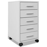vidaXL Office Drawer Unit with Castors 5 Drawers White, white vidaXL Office Drawer Unit with Castors 5 Drawers White