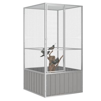 vidaXL Bird Cage Grey 111x107x211.5 cm Galvanised Steel, grey vidaXL Bird Cage Grey 111x107x211.5 cm Galvanised Steel