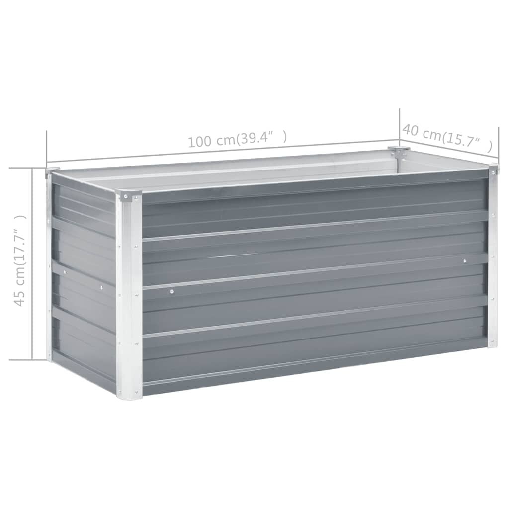 vidaXL Garden Raised Bed Galvanised Steel 100x40x45 cm Grey