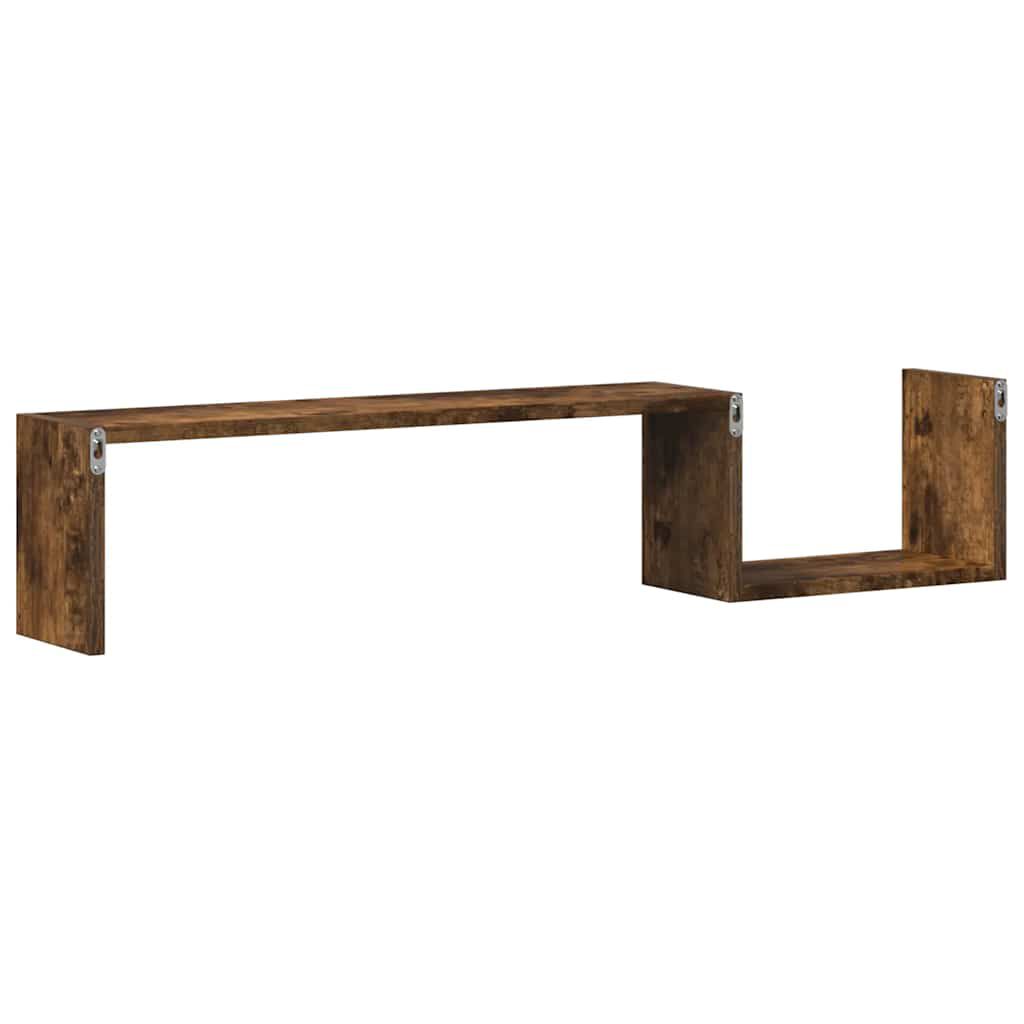 vidaXL Wall Shelves 2 pcs Smoked Oak 100x15x20 cm Engineered Wood