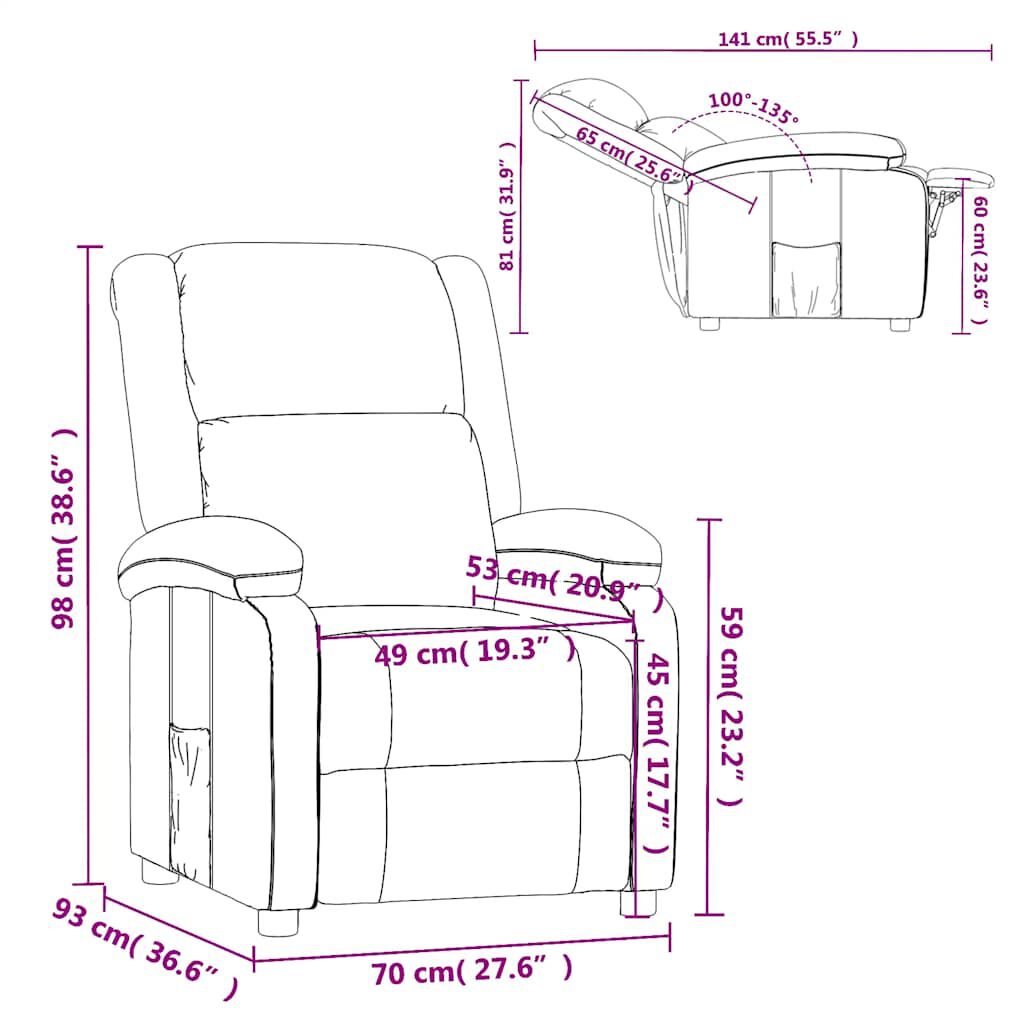 vidaXL Recliner Chair Light Grey Fabric
