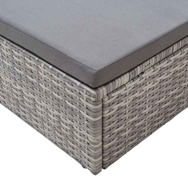 vidaXL Garden Lounge Bed with Roof Mixed Grey Poly Rattan