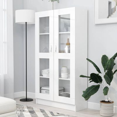 vidaXL Vitrine Cabinet White 82.5x30.5x150 cm Engineered Wood, white vidaXL Vitrine Cabinet White 82.5x30.5x150 cm Engineered Wood