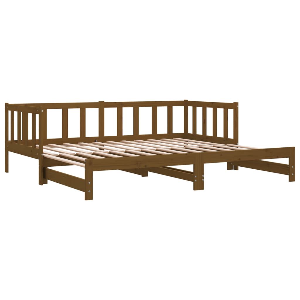 vidaXL Pull-out Day Bed without Mattress Honey Brown 2x(90x200)cm