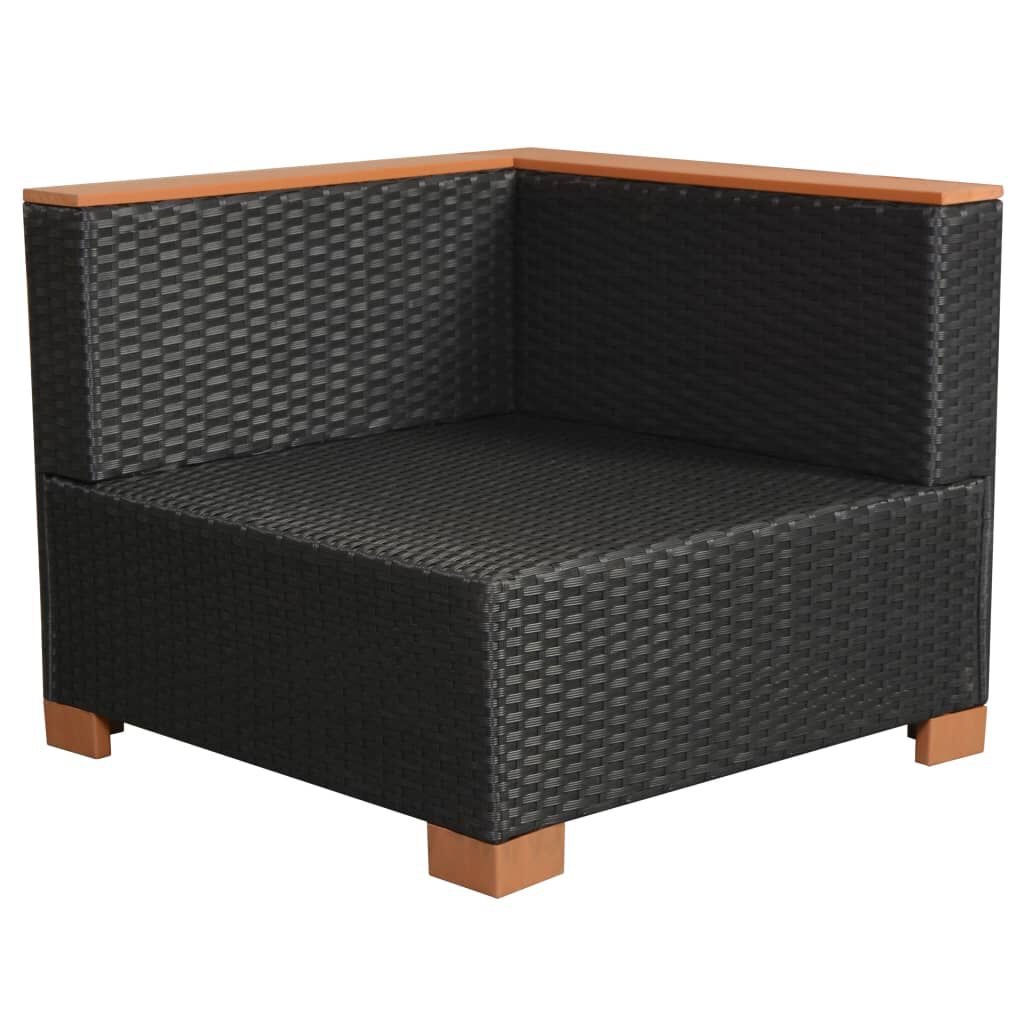 vidaXL 6 Piece Garden Lounge Set with Cushions Poly Rattan Black
