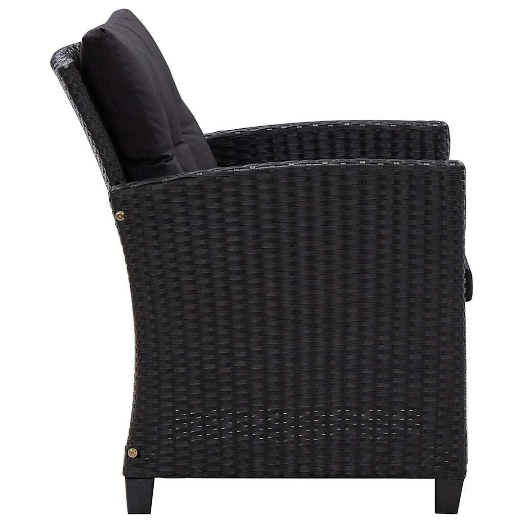 vidaXL 6 Piece Garden Sofa Set with Cushions Poly Rattan Black