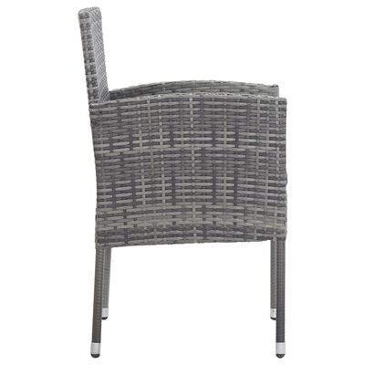 vidaXL Garden Chairs with Dark Grey Cushions 2 pcs Grey Poly Rattan