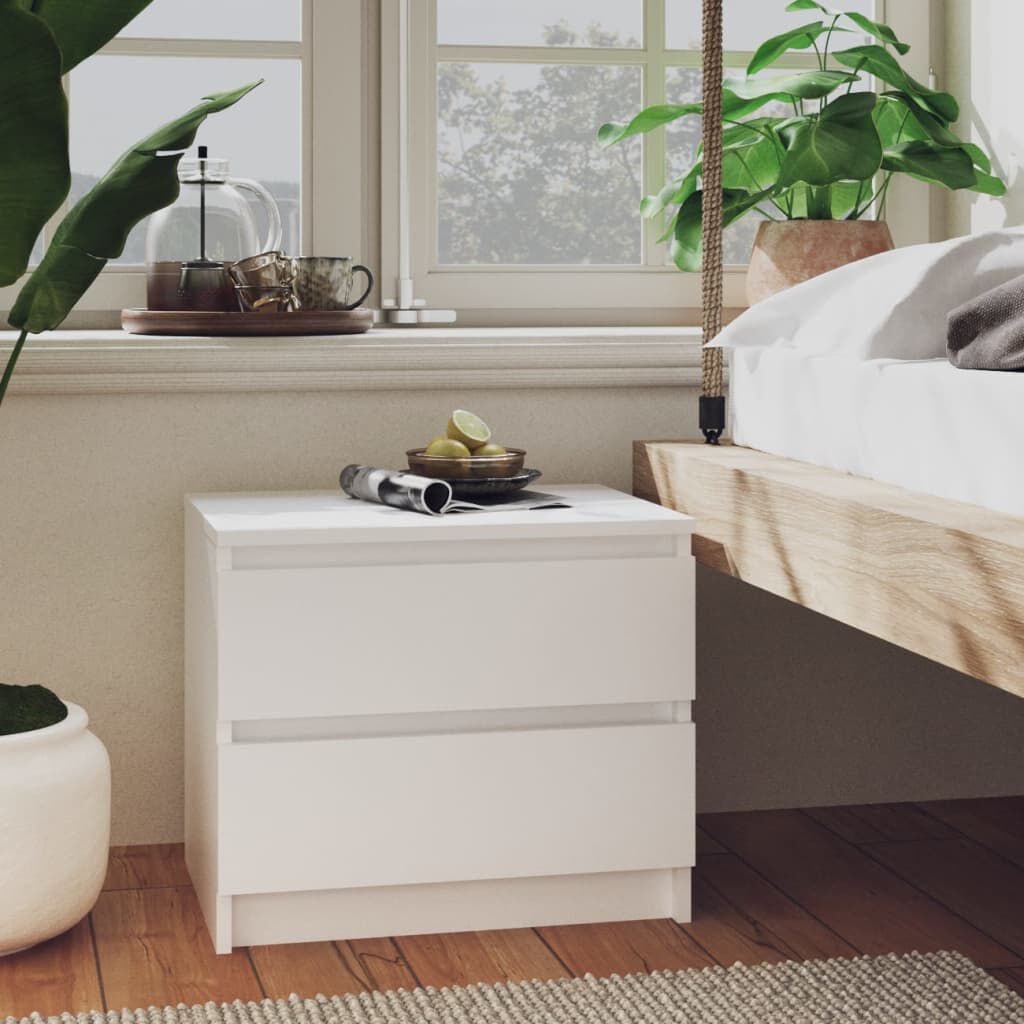 vidaXL Bed Cabinets 2 pcs White 50x39x43.5 cm Engineered Wood