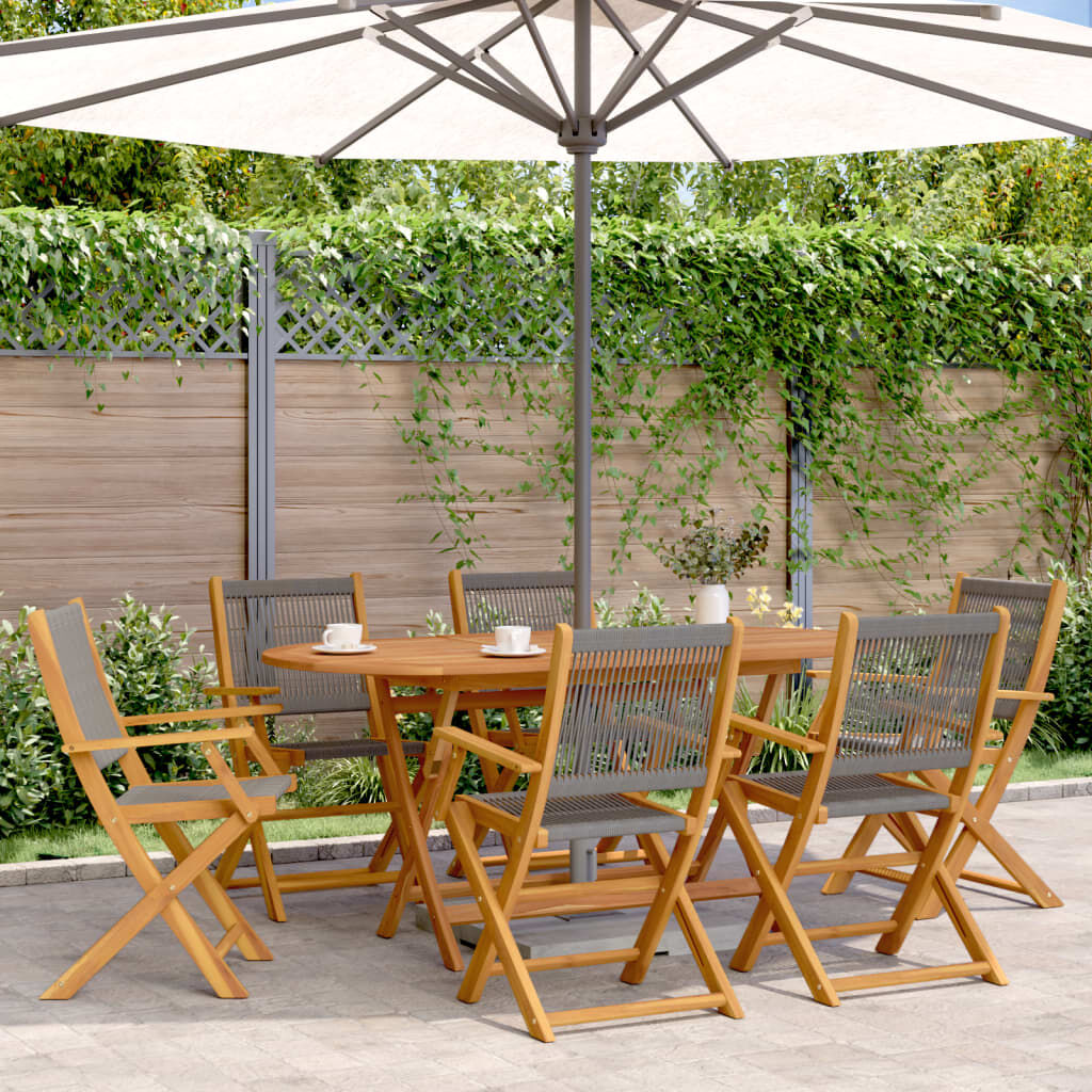 vidaXL Folding Garden Chairs 6 pcs Grey Solid Wood Acacia
