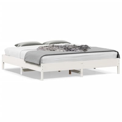 vidaXL Bed Frame White 180x200 cm Super King Size Solid Wood Pine