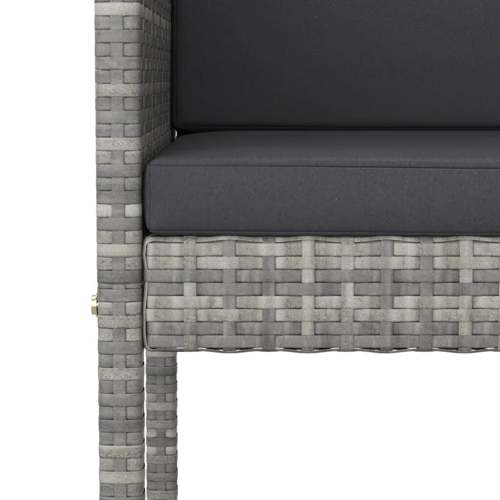 vidaXL Bar Stools 2 pcs with Cushions Grey Poly Rattan