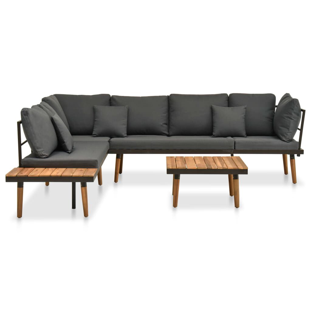 vidaXL 4 Piece Garden Lounge Set with Cushions Solid Acacia Wood
