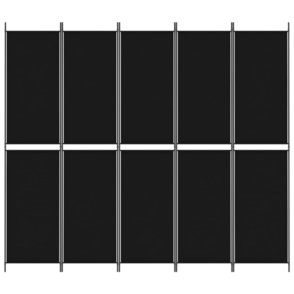 vidaXL 5-Panel Room Divider Black 250x220 cm Fabric