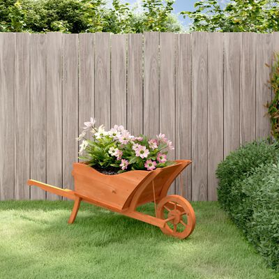vidaXL Wheelbarrow Planter 128x45.5x43 cm Solid Wood Fir,  vidaXL Wheelbarrow Planter 128x45.5x43 cm Solid Wood Fir