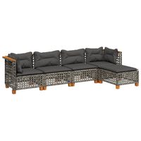 vidaXL 5 Piece Garden Sofa Set with Cushions Grey Poly Rattan