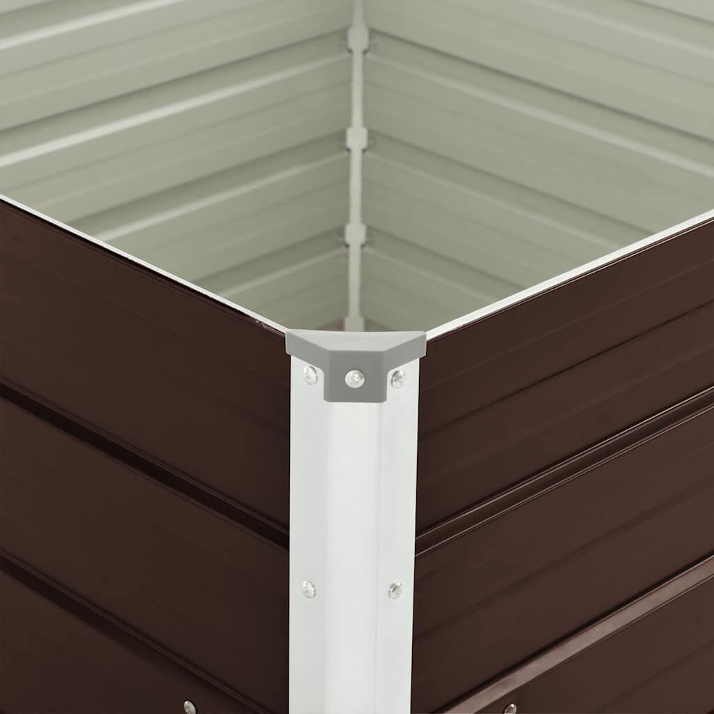 vidaXL Raised Garden Bed Brown 100x100x77 cm Galvanised Steel