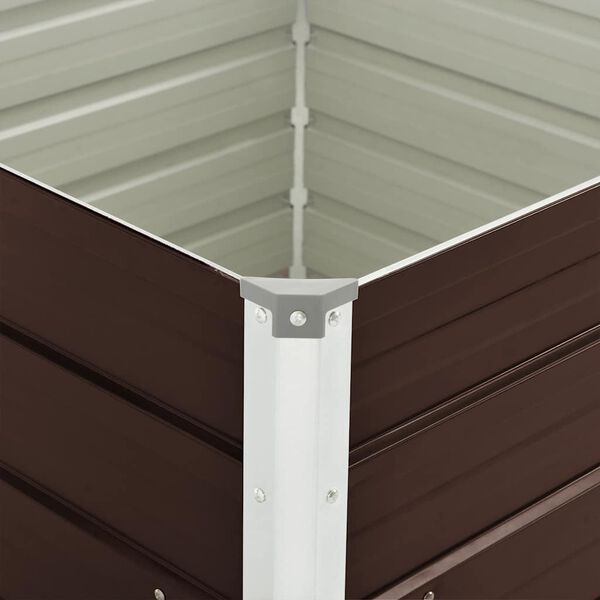 vidaXL Raised Garden Bed Brown 100x100x77 cm Galvanised Steel