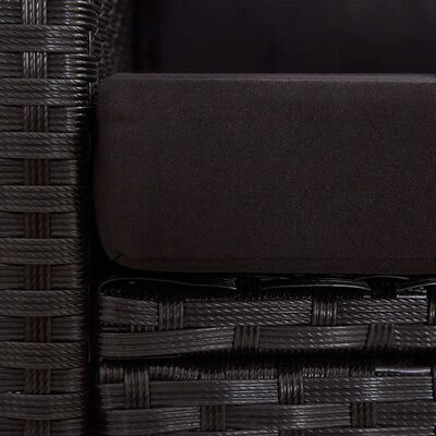 vidaXL 2-Seater Garden Sofa with Cushions Black 124 cm Poly Rattan, black vidaXL 2-Seater Garden Sofa with Cushions Black 124 cm Poly Rattan
