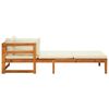 vidaXL Sun Lounger with 1 Armrest Cream White Solid Acacia Wood