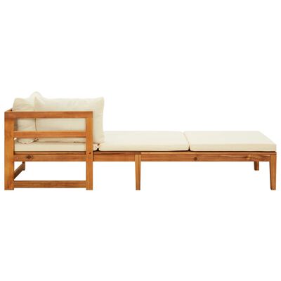 vidaXL Sun Lounger with 1 Armrest Cream White Solid Acacia Wood