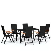 vidaXL 7 Piece Garden Dining Set Black