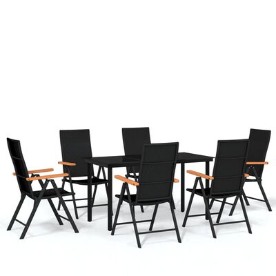 vidaXL 7 Piece Garden Dining Set Black,  vidaXL 7 Piece Garden Dining Set Black