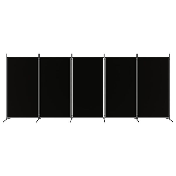 vidaXL 5-Panel Room Divider Black 433x180 cm Fabric