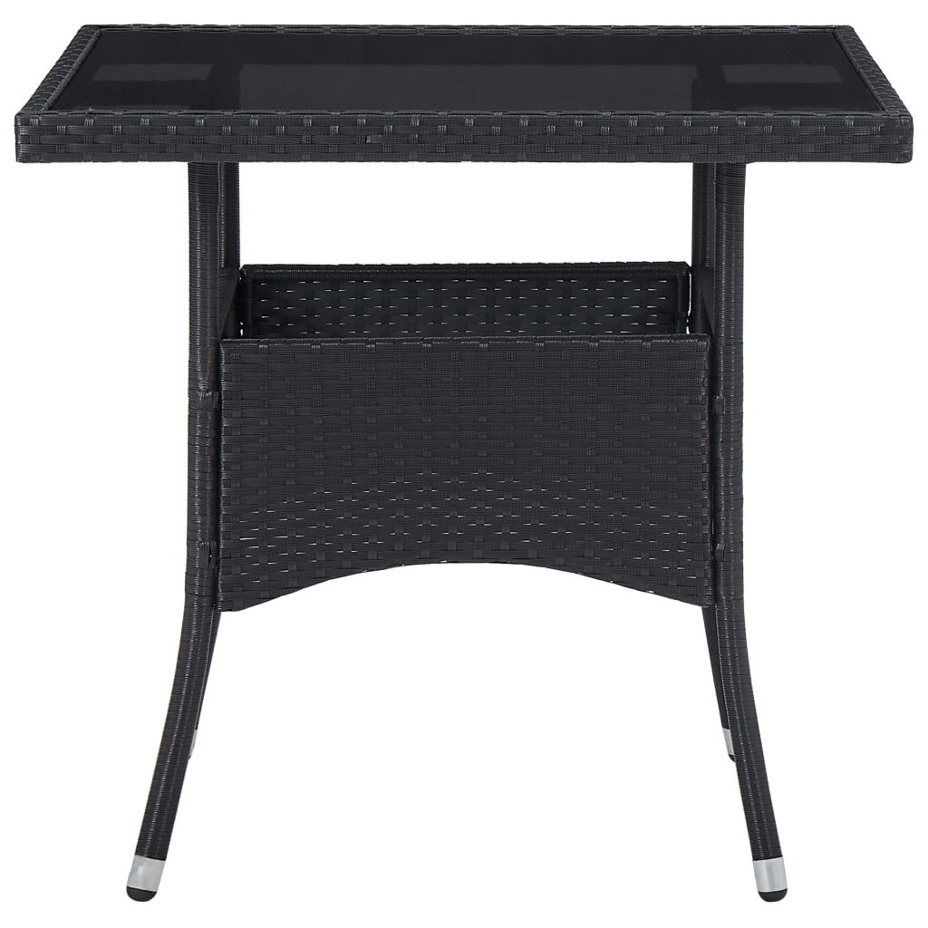 vidaXL 5 Piece Garden Dining Set Black Poly Rattan and Acacia Wood