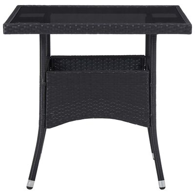 vidaXL 5 Piece Garden Dining Set Black Poly Rattan and Acacia Wood, black vidaXL 5 Piece Garden Dining Set Black Poly Rattan and Acacia Wood