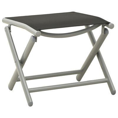 vidaXL Folding Footrest Black and Silver Textilene and Aluminium