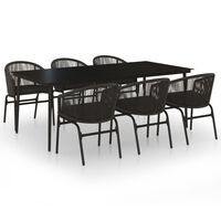 vidaXL 7 Piece Garden Dining Set Black