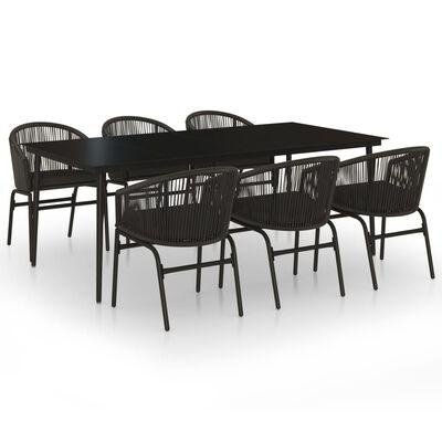 vidaXL 7 Piece Garden Dining Set Black, black vidaXL 7 Piece Garden Dining Set Black
