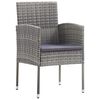 vidaXL Garden Chairs with Dark Grey Cushions 4 pcs Grey Poly Rattan