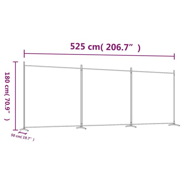 vidaXL 3-Panel Room Divider Anthracite 525x180 cm Fabric