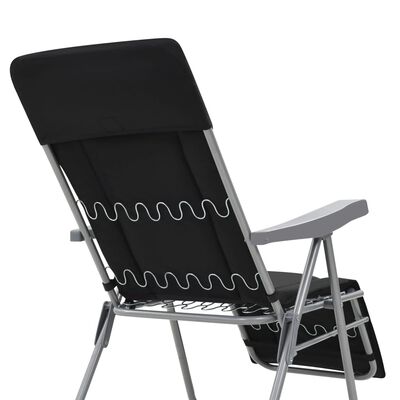 vidaXL Folding Garden Chairs with Cushions 2 pcs Black