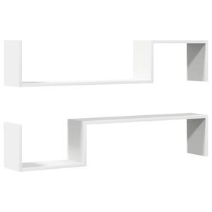 vidaXL Wall Shelves 2 pcs White 100x15x20 cm Engineered Wood