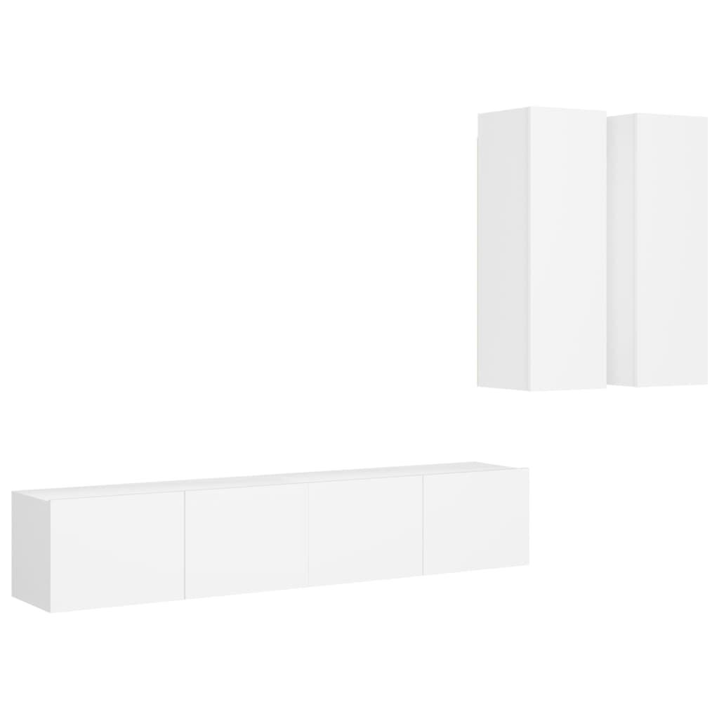 vidaXL 4 Piece TV Cabinet Set White Engineered Wood