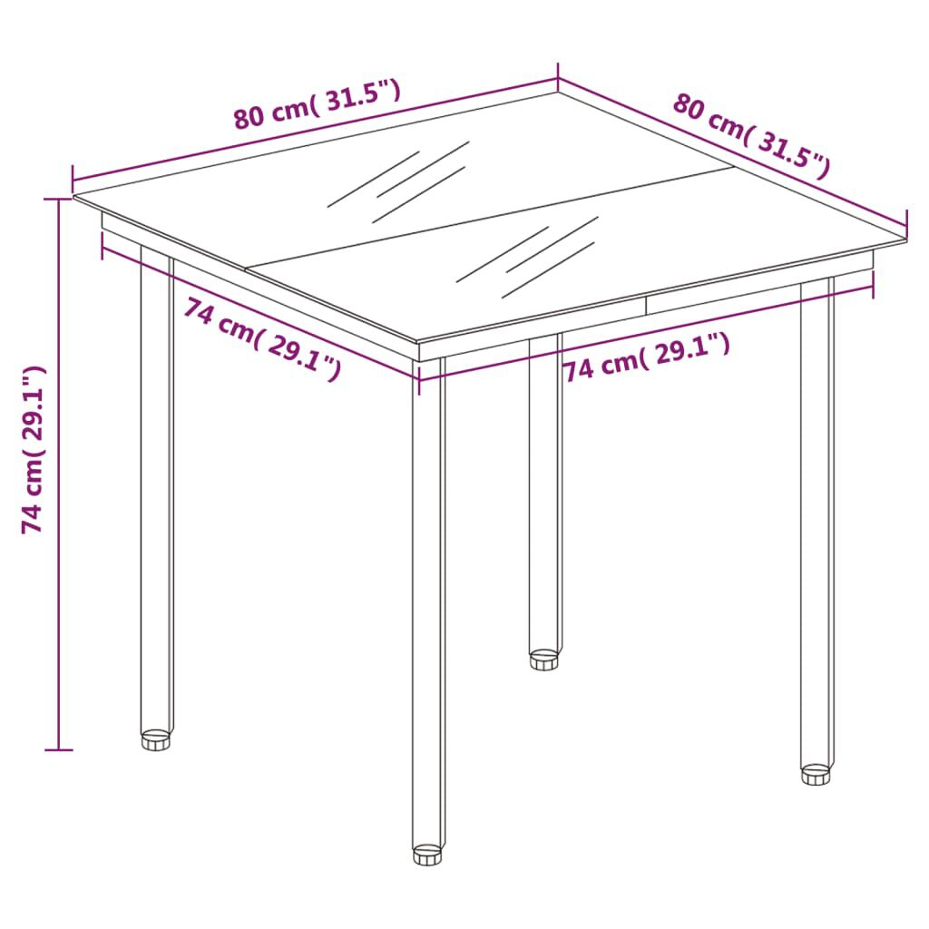 vidaXL 3 Piece Garden Dining Set Black