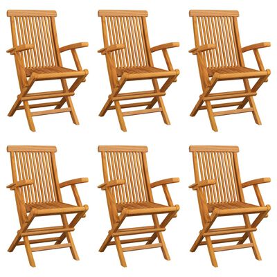 vidaXL Folding Garden Chairs 6 pcs Solid Teak Wood