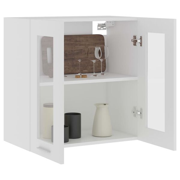 vidaXL Hanging Glass Cabinet Lyon White 60x31x60 cm Engineered Wood